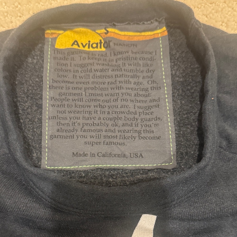 Aviator Nation Charcoal Sweatshirt and Sweatpants with White Lightning NWT - Picture 3 of 7
